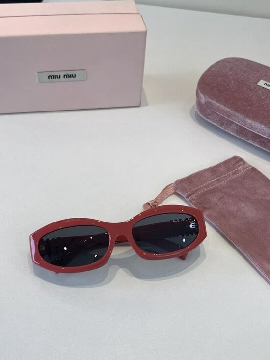 Miu Miu Red Oval Sunglasses with Dark Lonses main image 7